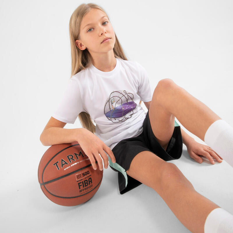 BASKETBALSHIRT VOOR KINDEREN TS500 FAST WIT