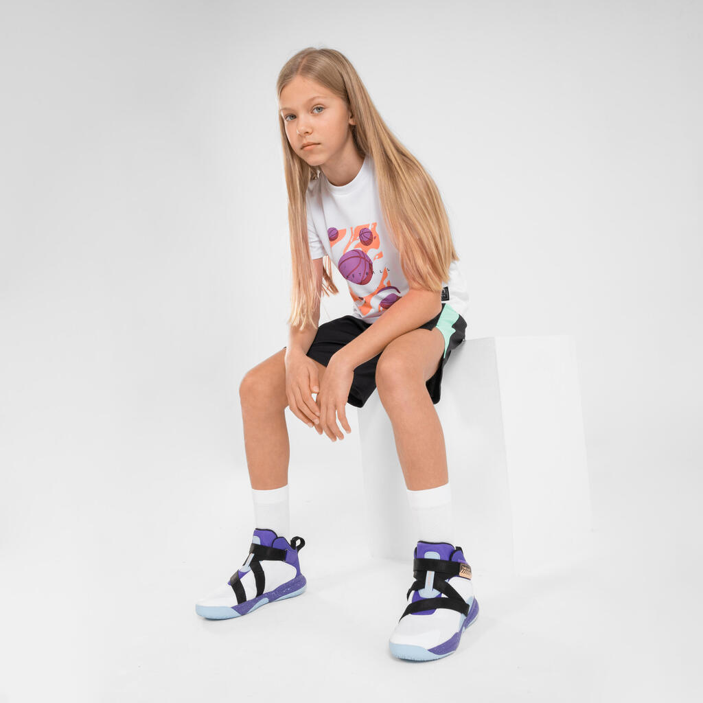 T-SHIRT / MAILLOT DE BASKETBALL ENFANT - TS500 FAST BLANC