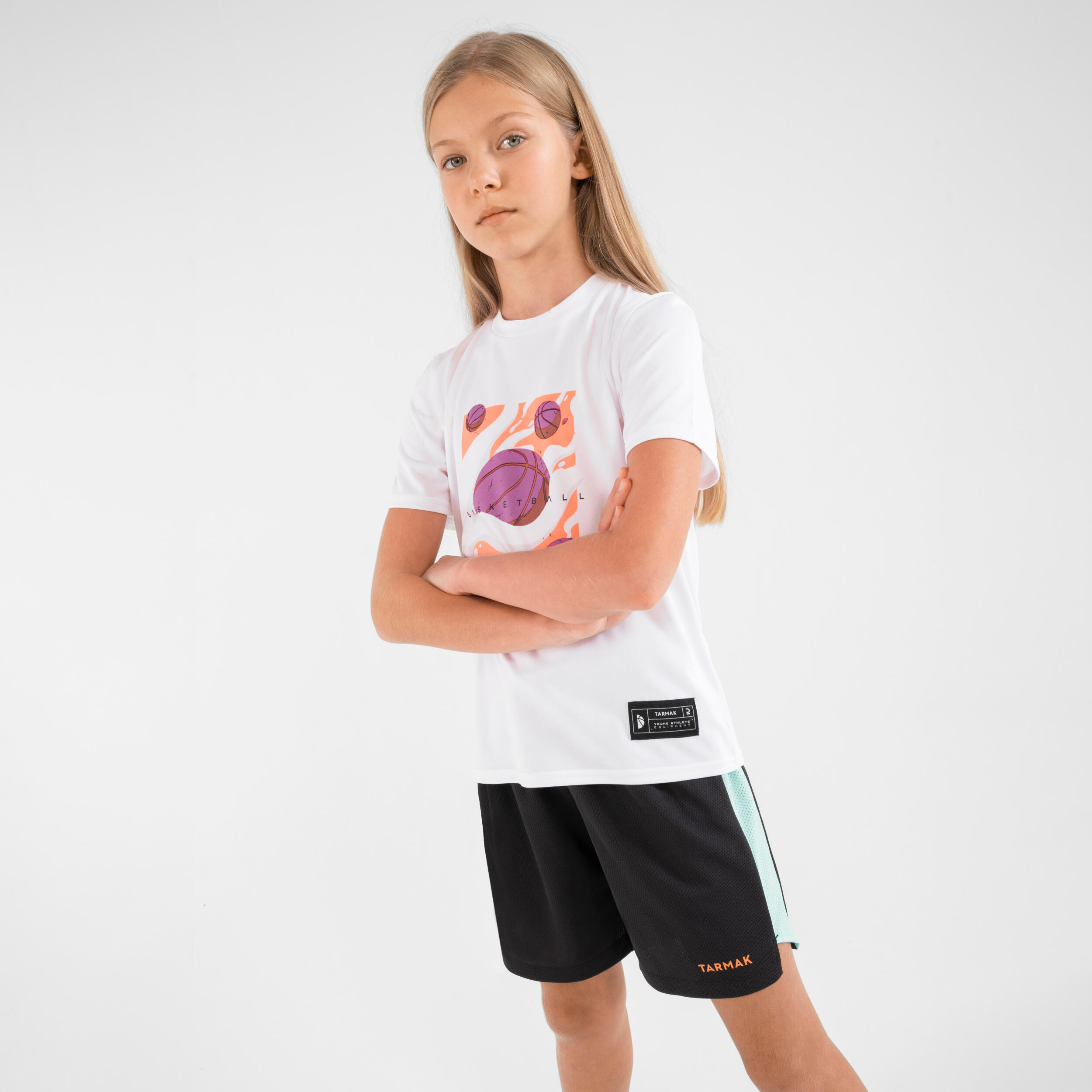 T SHIRT MAILLOT DE BASKETBALL ENFANT TS500 FAST BLANC Decathlon