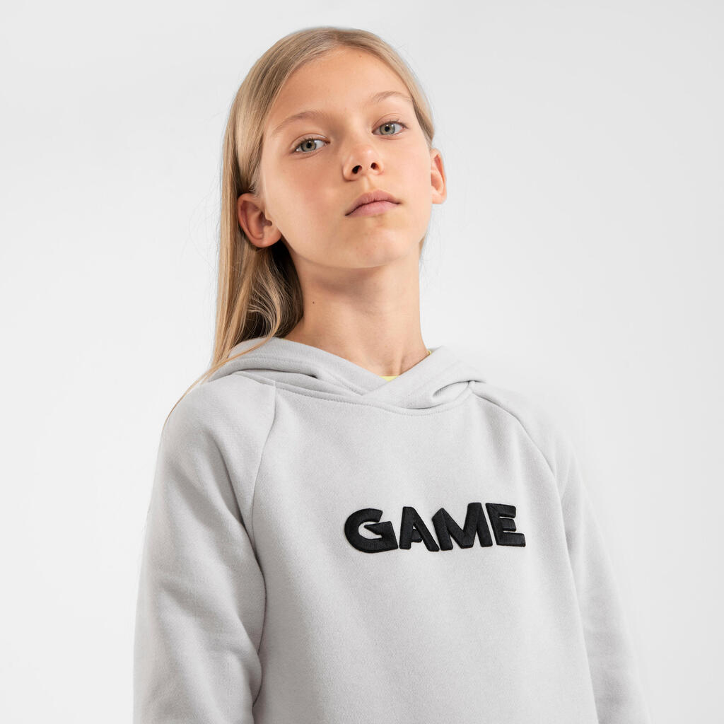 Kinder Sweatshirt mit Kapuze Hoodie Basketball - H100 gelb