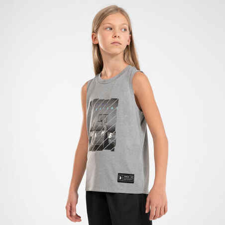 Kids' Sleeveless Basketball Jersey TS500 Fast - Grey