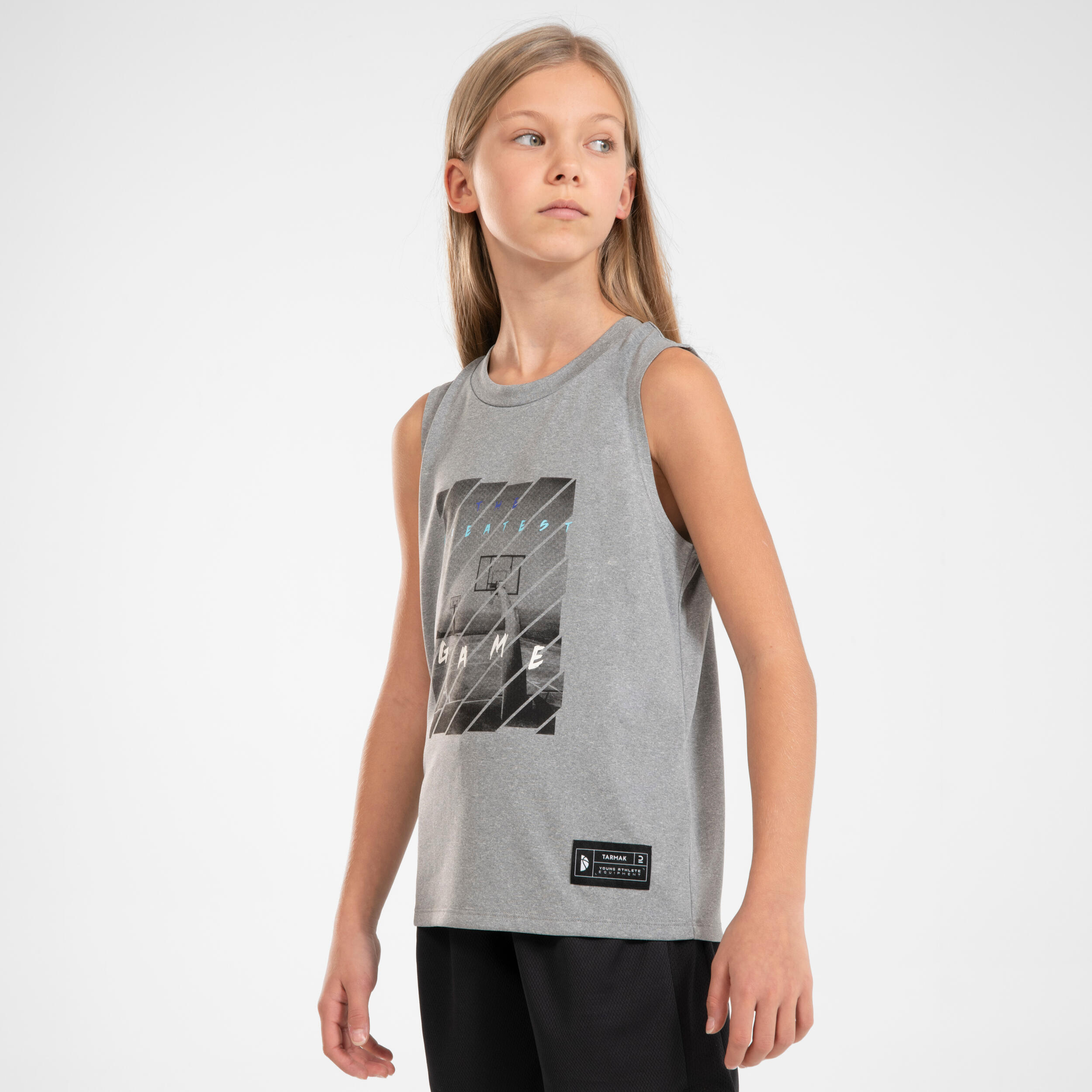 Kids' Sleeveless Basketball Jersey TS500 Fast - Grey 2/7