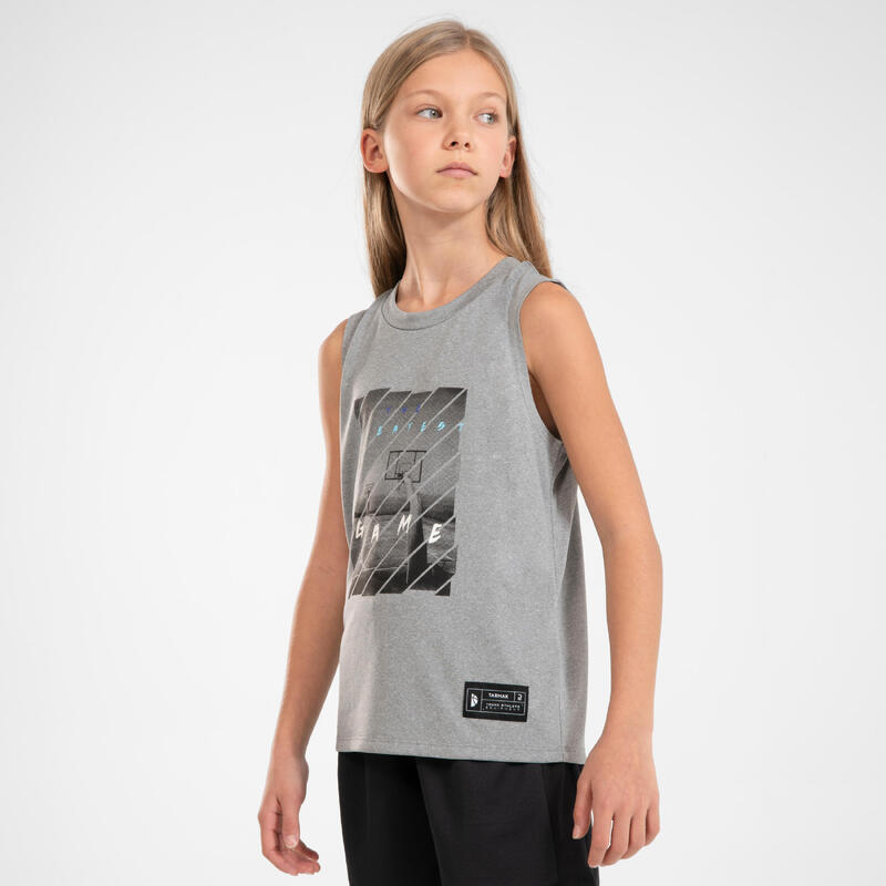 兒童無袖籃球運動衫 TS500 Fast - 灰色