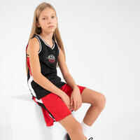 SHORT DE BALONCESTO REVERSIBLE NIÑO  - SH500R NEGRO ROJO