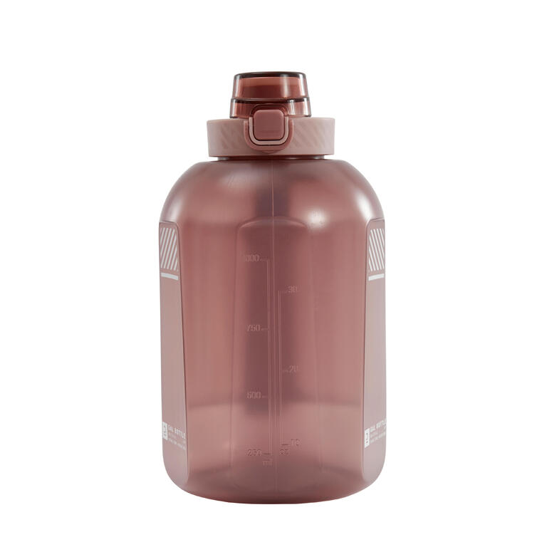 Pink 1.3L fitness water bottle with flip-top lid