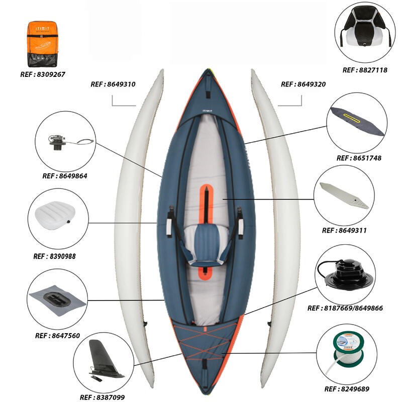 Canoa-kayak touring 100 gonfiabile monoposto