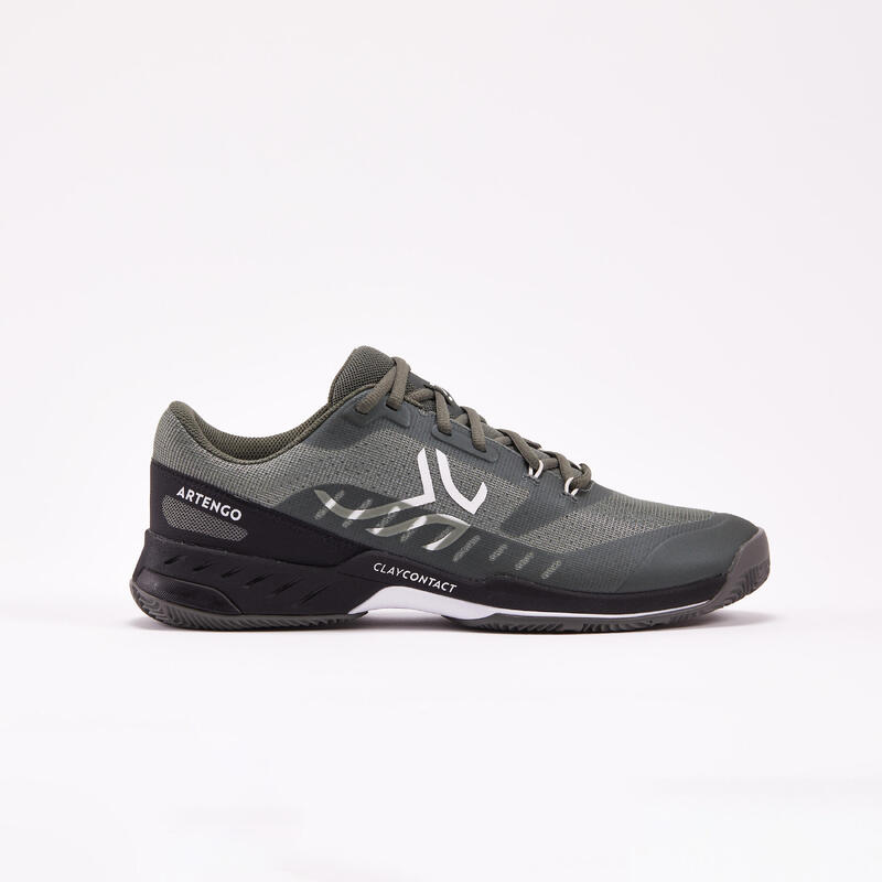 Chaussures de tennis Homme Terre Battue- Artengo FAST Kaki Noir