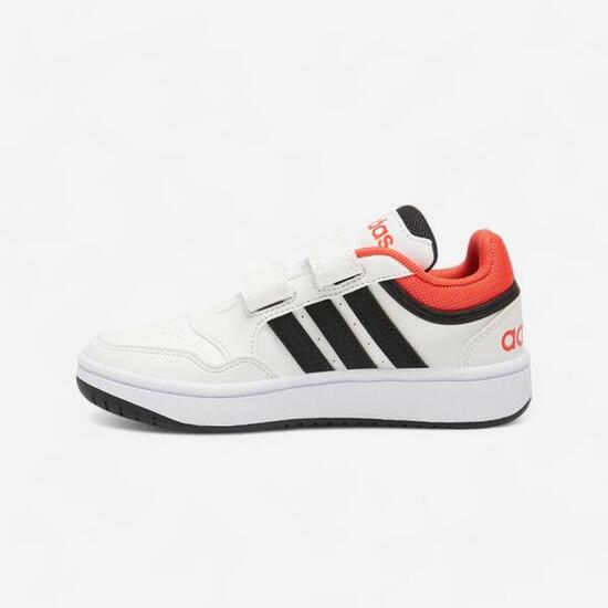 Sneakers ADIDAS bambino HOOPS con strap bianco-rosso dal 28 al 34