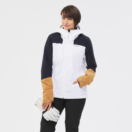 Veste de ski femme 500 sport - blanc/marine/marron