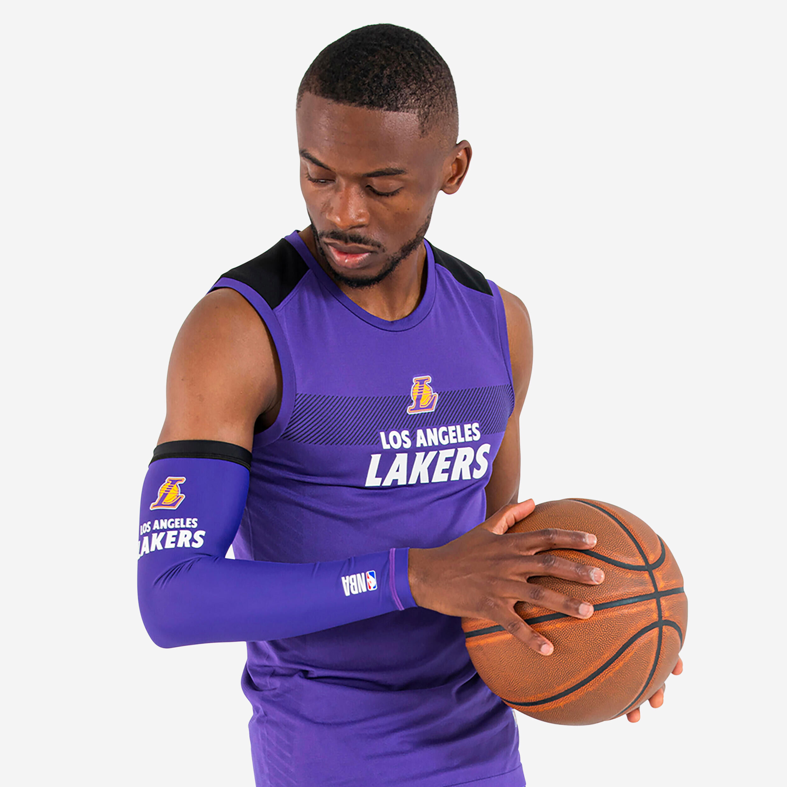 TARMAK Adult Basketball Sleeve E500 - NBA Los Angeles Lakers/Purple