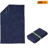 Microfibre Striped Towel Size L 80 x 130 cm Dark Blue