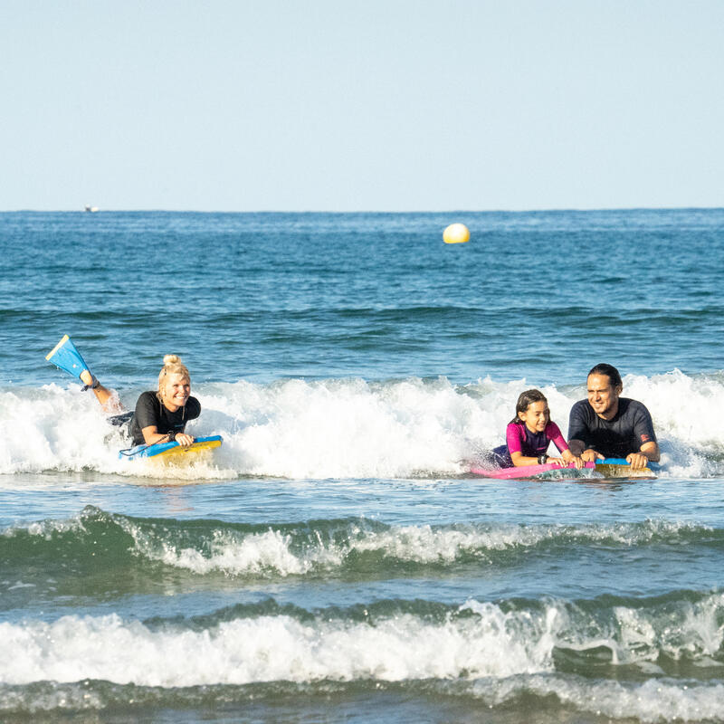 Bodyboard voor kinderen 100 roze blauw met pols leash