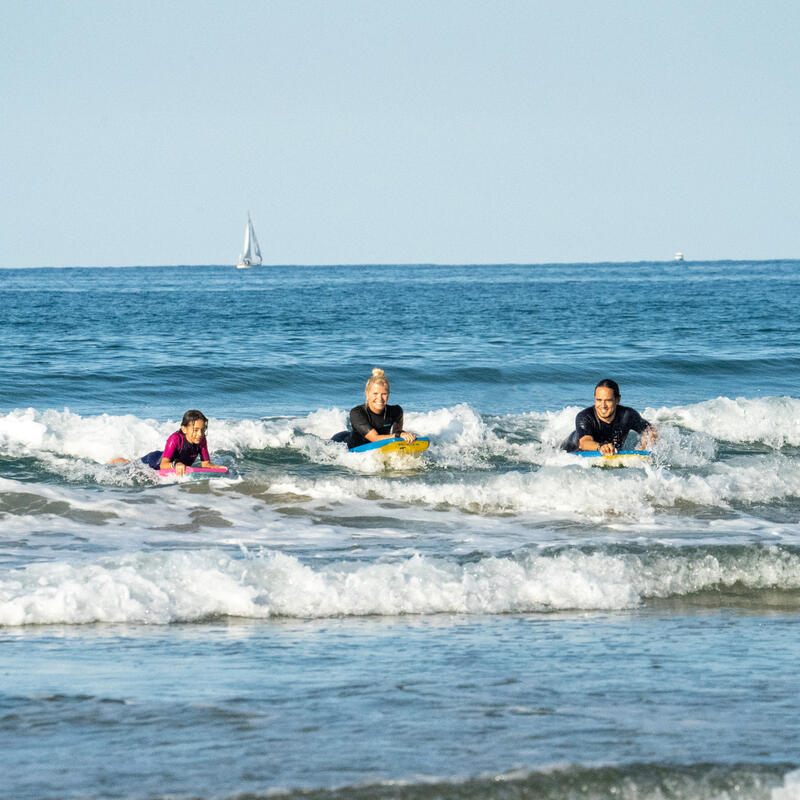 Bodyboard 100 Junior rose bleu avec leash poignet