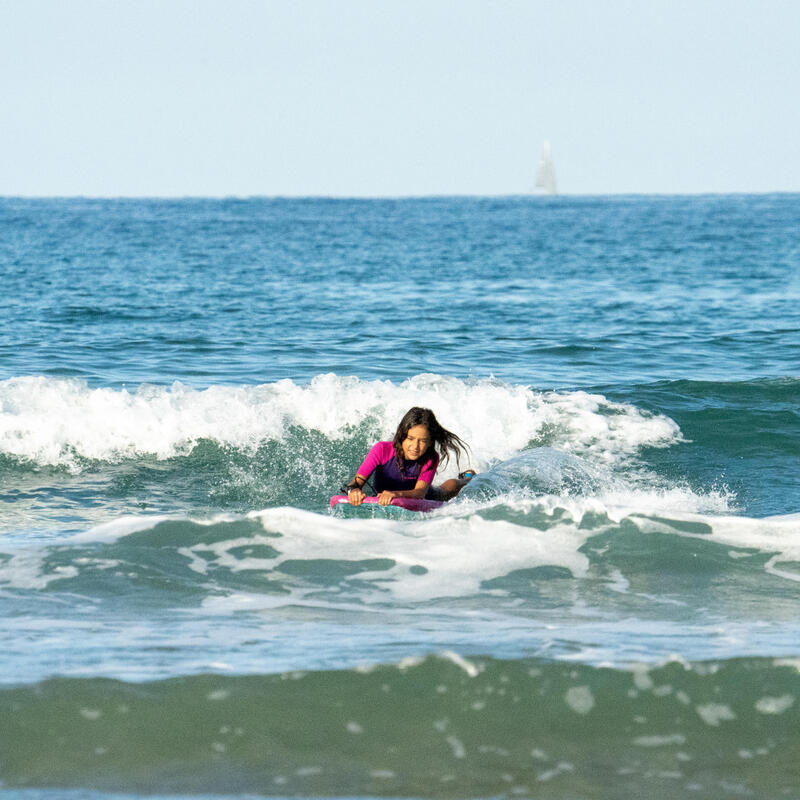 Bodyboard 100 Junior rose bleu avec leash poignet