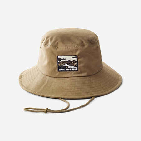 Rjav pohodniški klobuk z zaščito pred UV-žarki TRAVEL 100