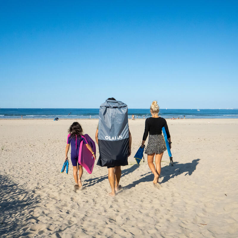 Bodyboard 100 Junior bleu jaune avec leash poignet