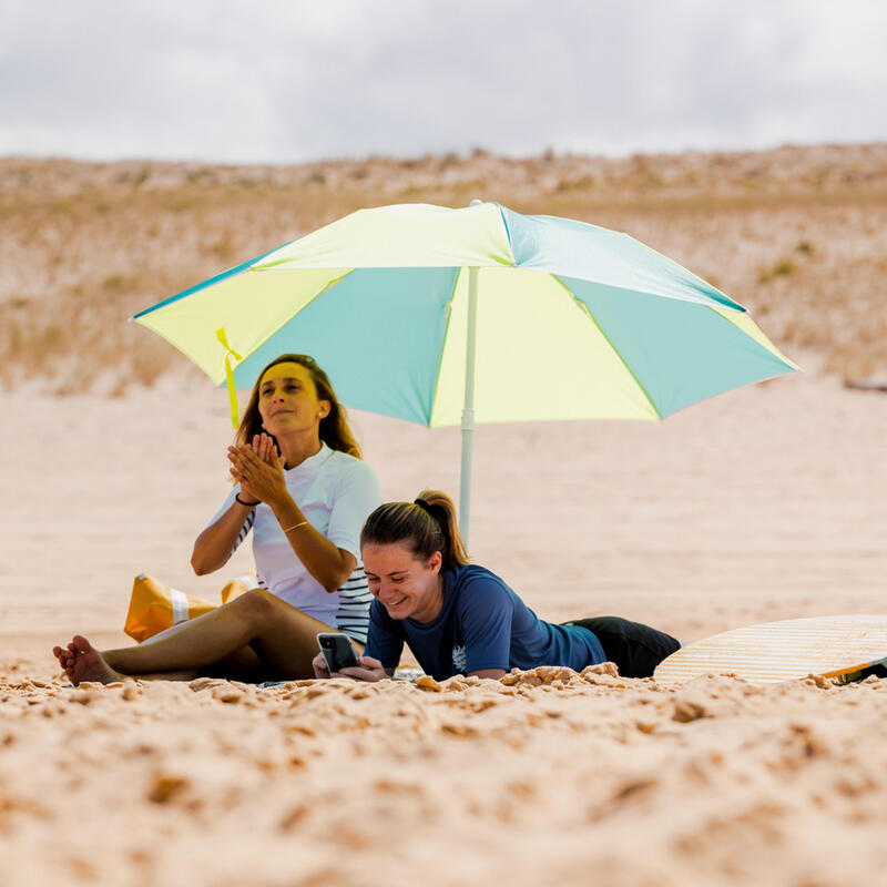 雙人用海灘遮陽傘 160 COMPACT UPF 50+－藍色／黃色
