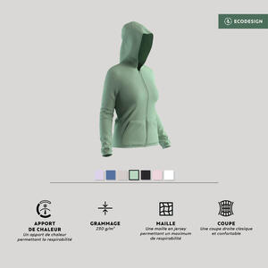 Sudadera fitness 100 cremallera Mujer Domyos verde
