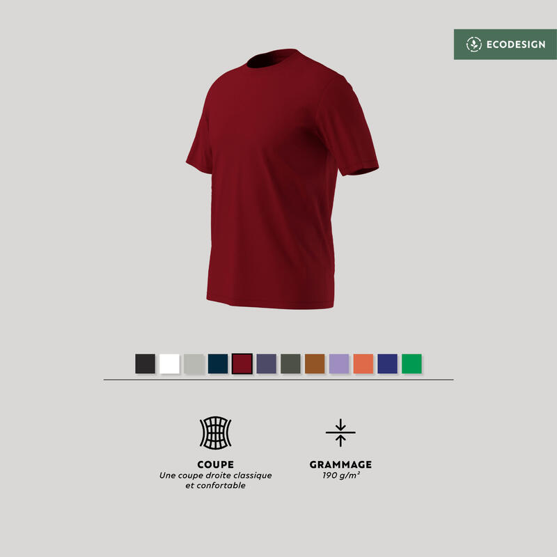 T-Shirt Fitness Homme - 500 Essentials rouge bordeaux