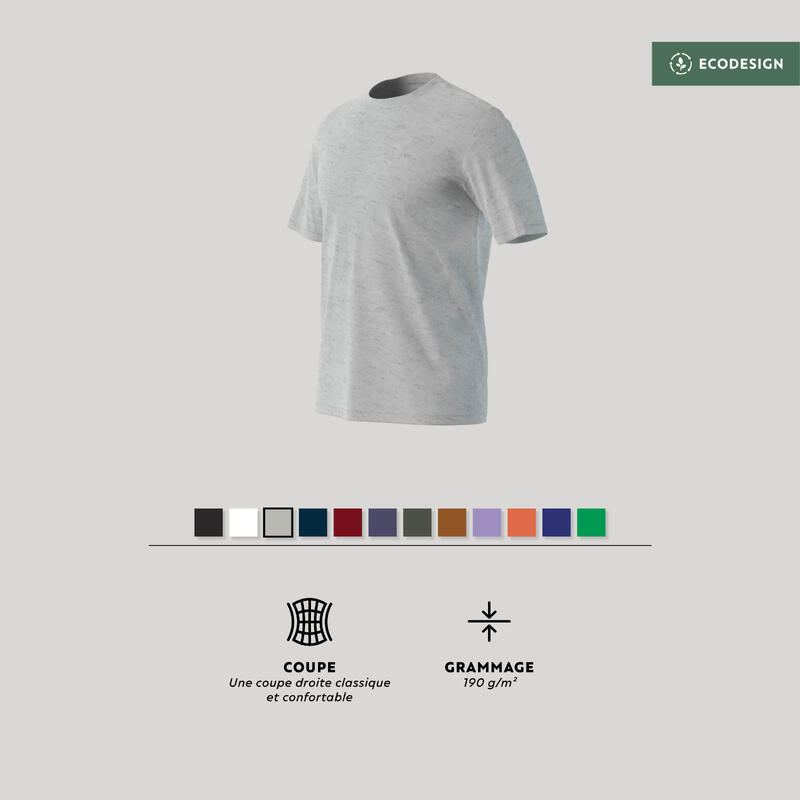 T-shirt fitness homme col rond manches courtes, gris clair