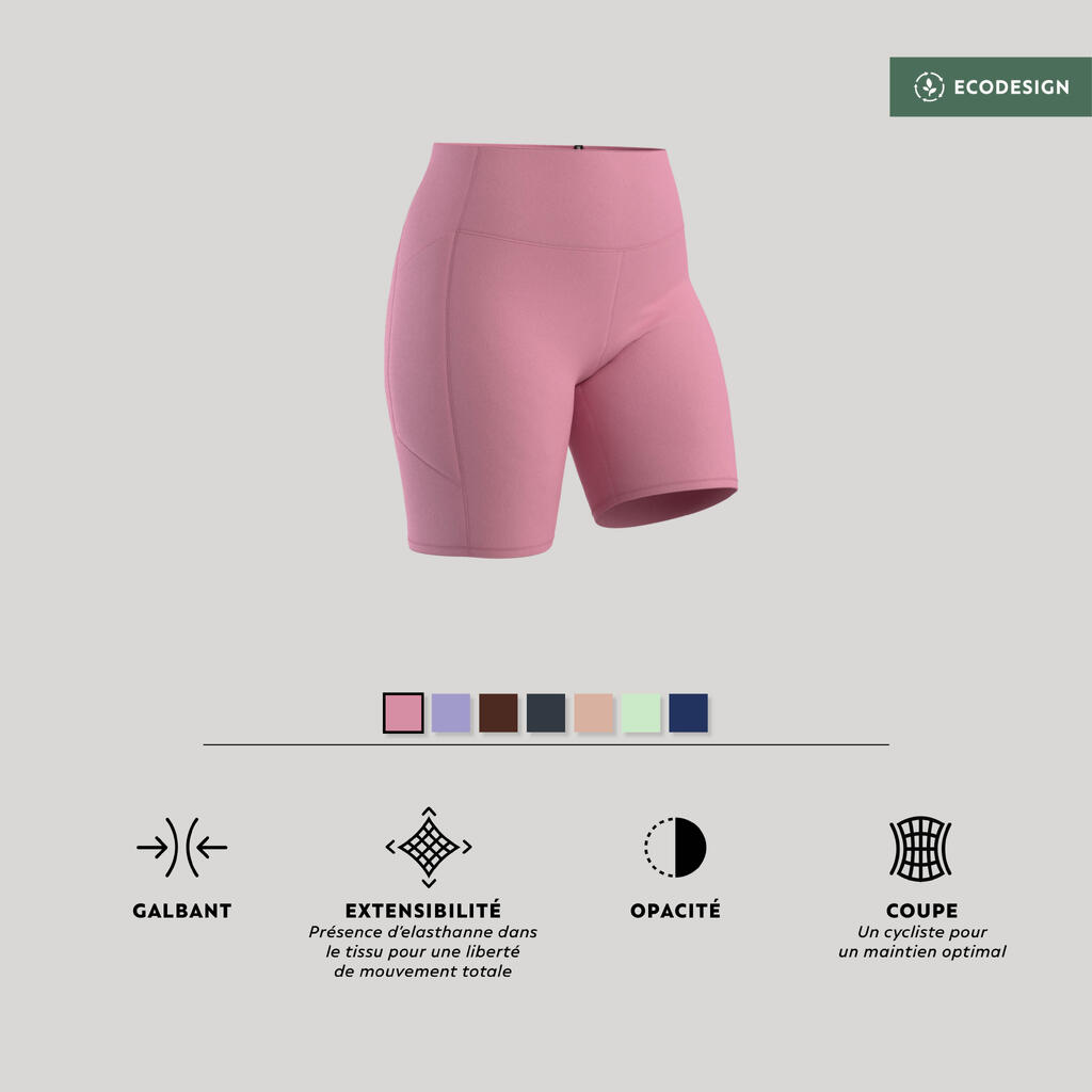 Short Cycliste Fitness Femme Galbant- 520 rose clair
