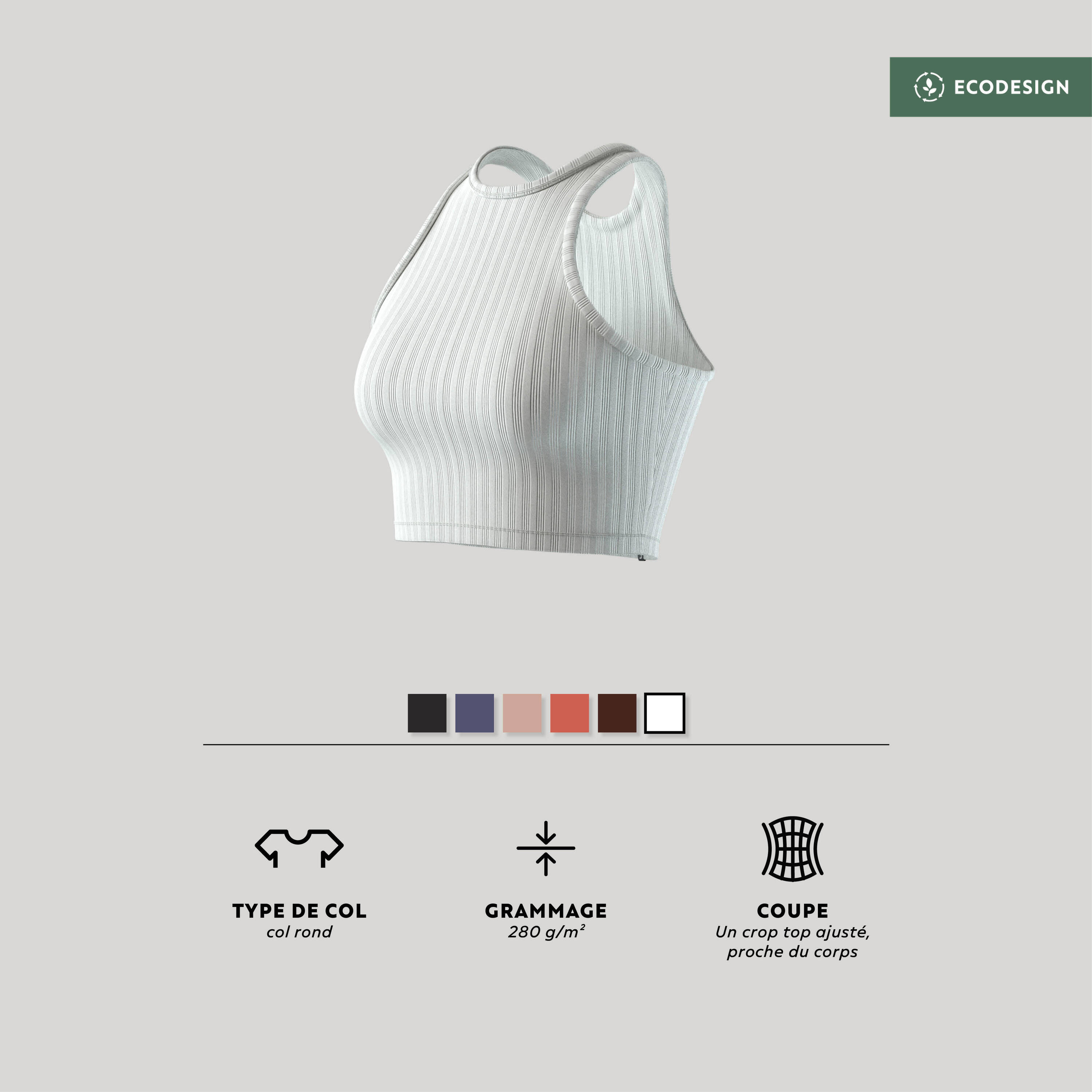 Women's Cropped Tank Top - White -  3