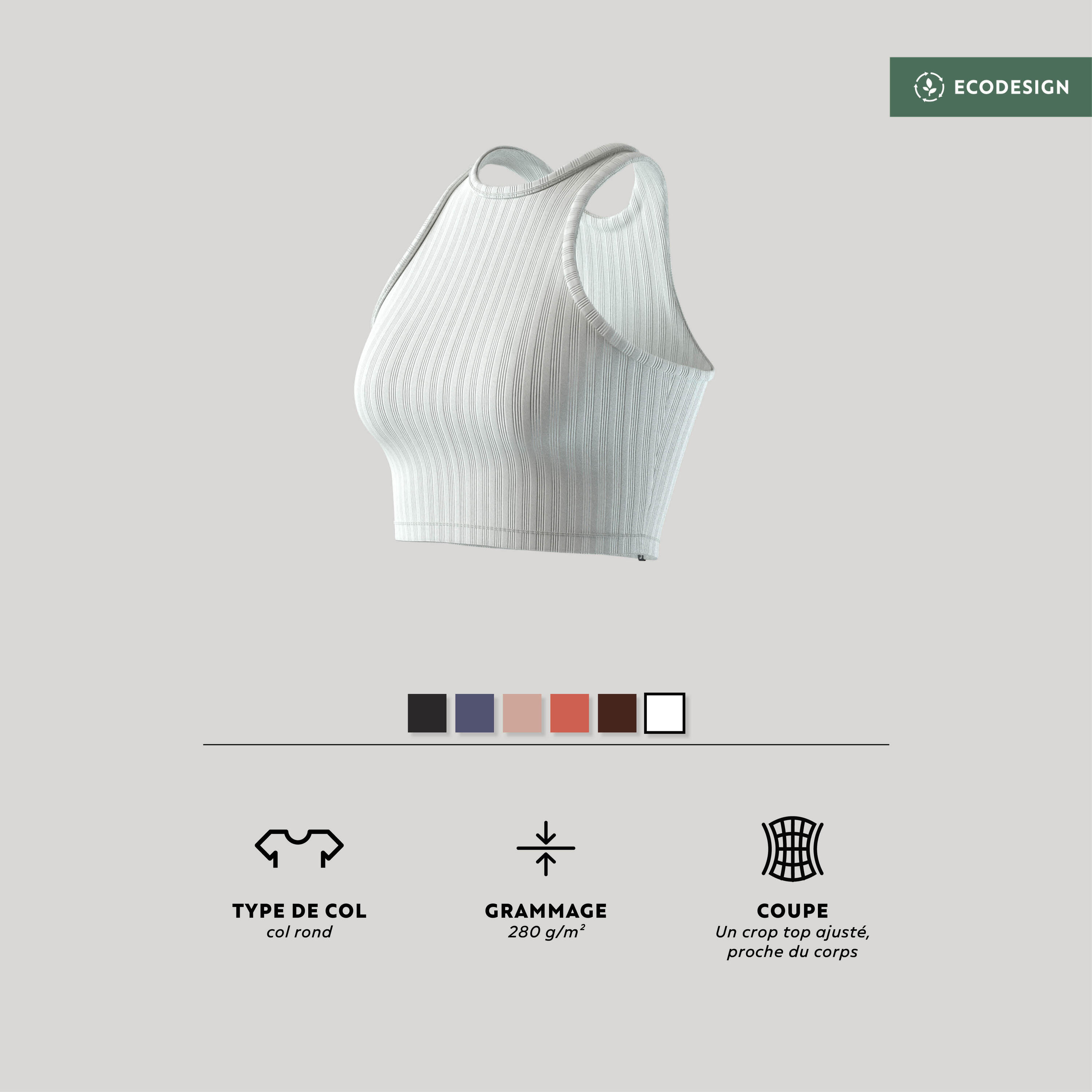 Camisole de sport courte femme, 520 2/12
