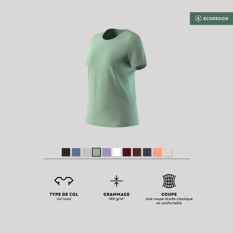 T-shirt Fitness Femme - 500 Essential vert romarin