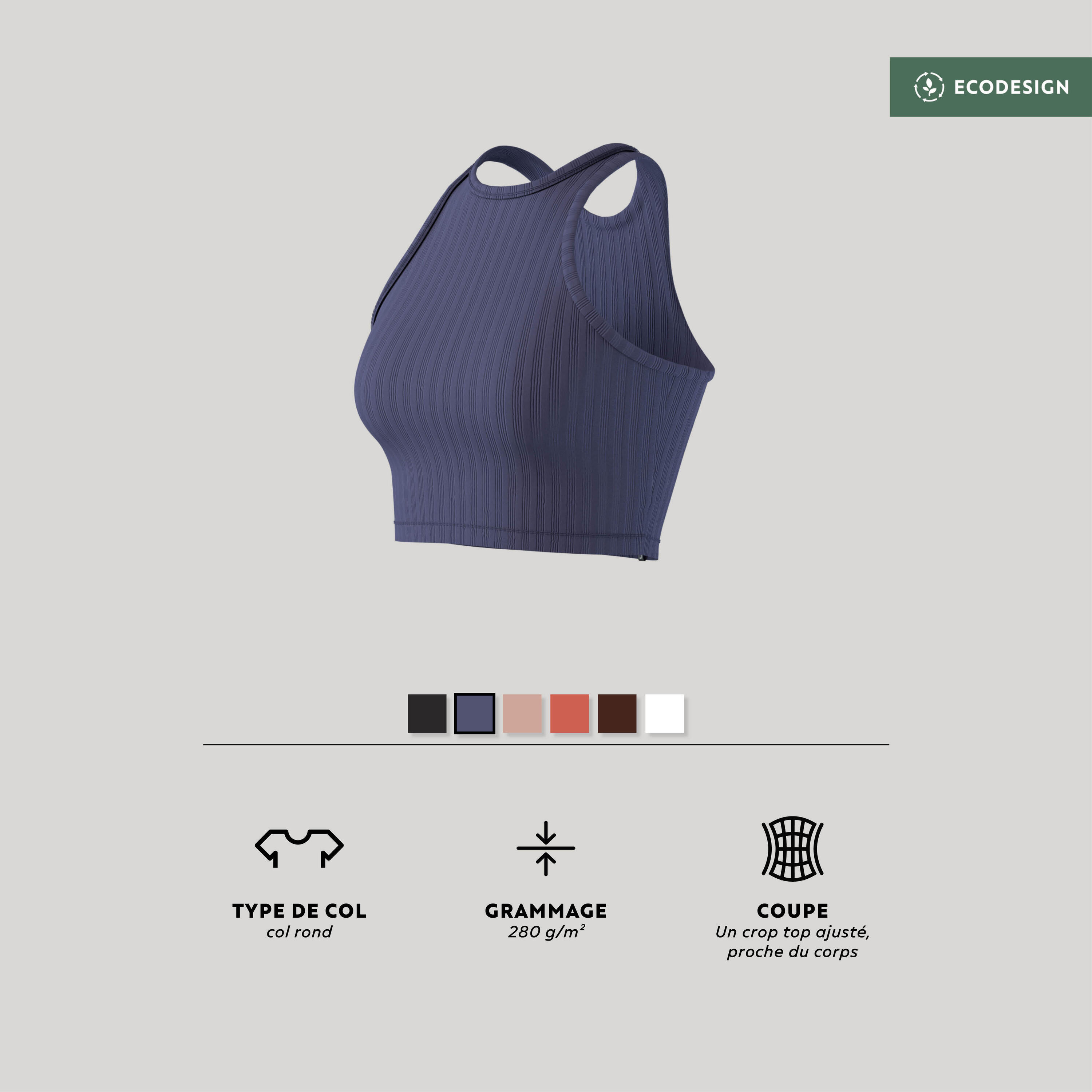 Women's Cropped Fitness Tank Top - Purple 2/5