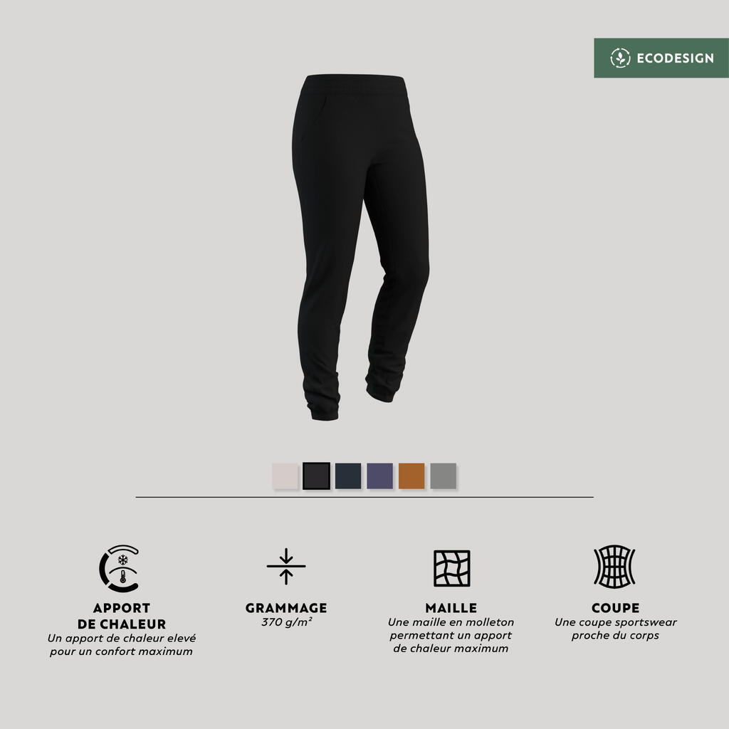 Women's Slim Fitness Jogging Bottoms 500 - Black