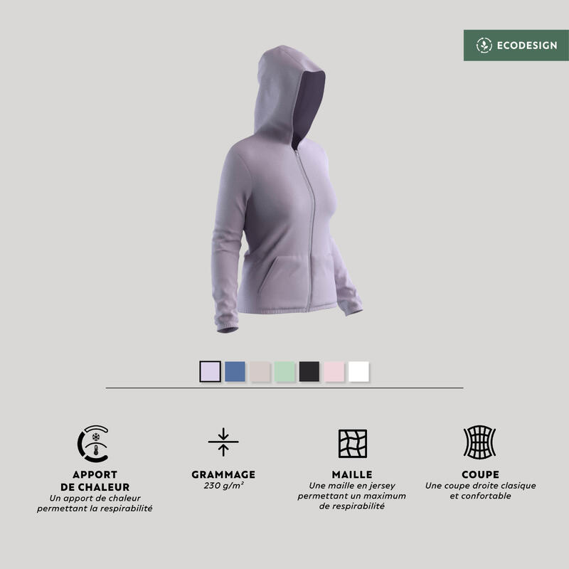 Hanorac cu fermoar 100 Fitness Roz Damă 