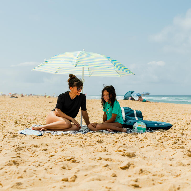 Strand-Sonnenschirm UV-Schutz 50+ - Paruv 160 für 2 Personen gestreift
