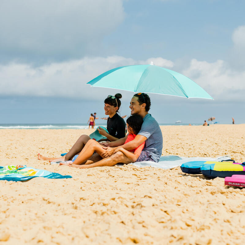 Slunečník na pláž dvoumístný UPF 50+ Paruv 160 modro-zelený