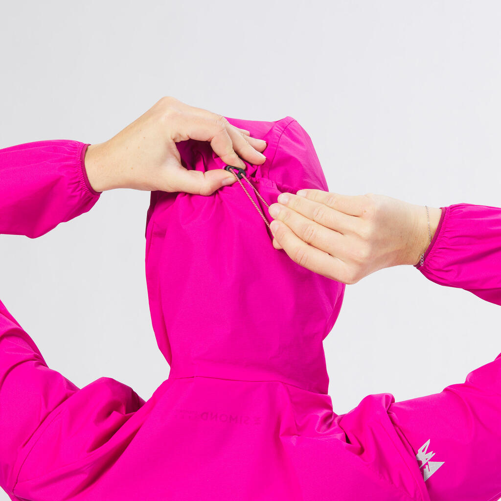 Sieviešu vēju necaurlaidīga alpīnisma jaka, fuksijas rozā