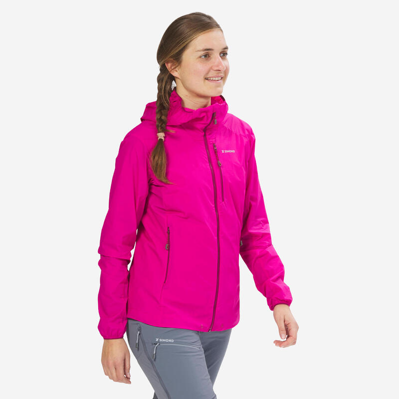 VESTE COUPE-VENT D'ALPINISME FEMME - ROSE FUCHSIA