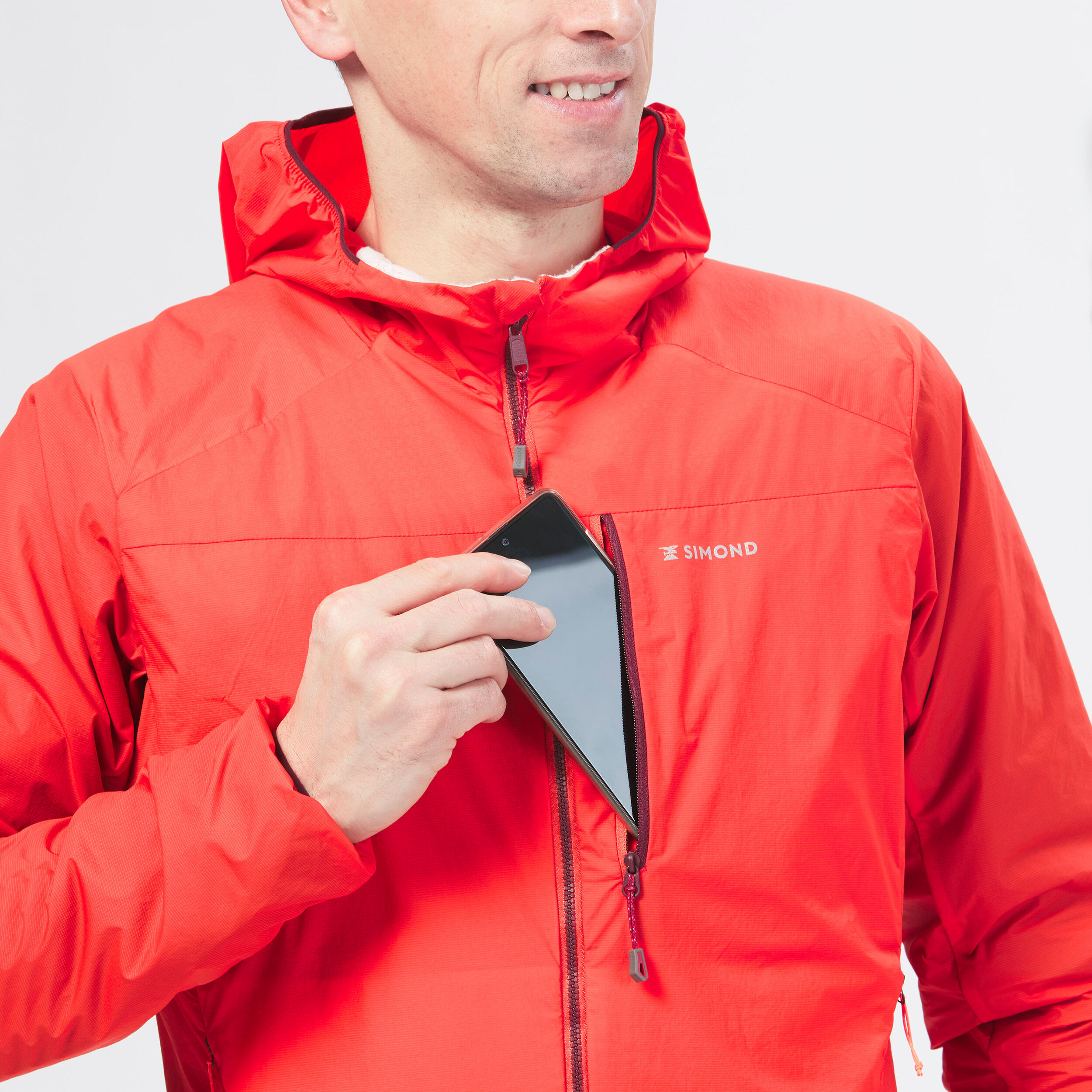 MEN'S WINDPROOF JACKET FOR MOUNTAINEERING - VERMILION RED 9/16