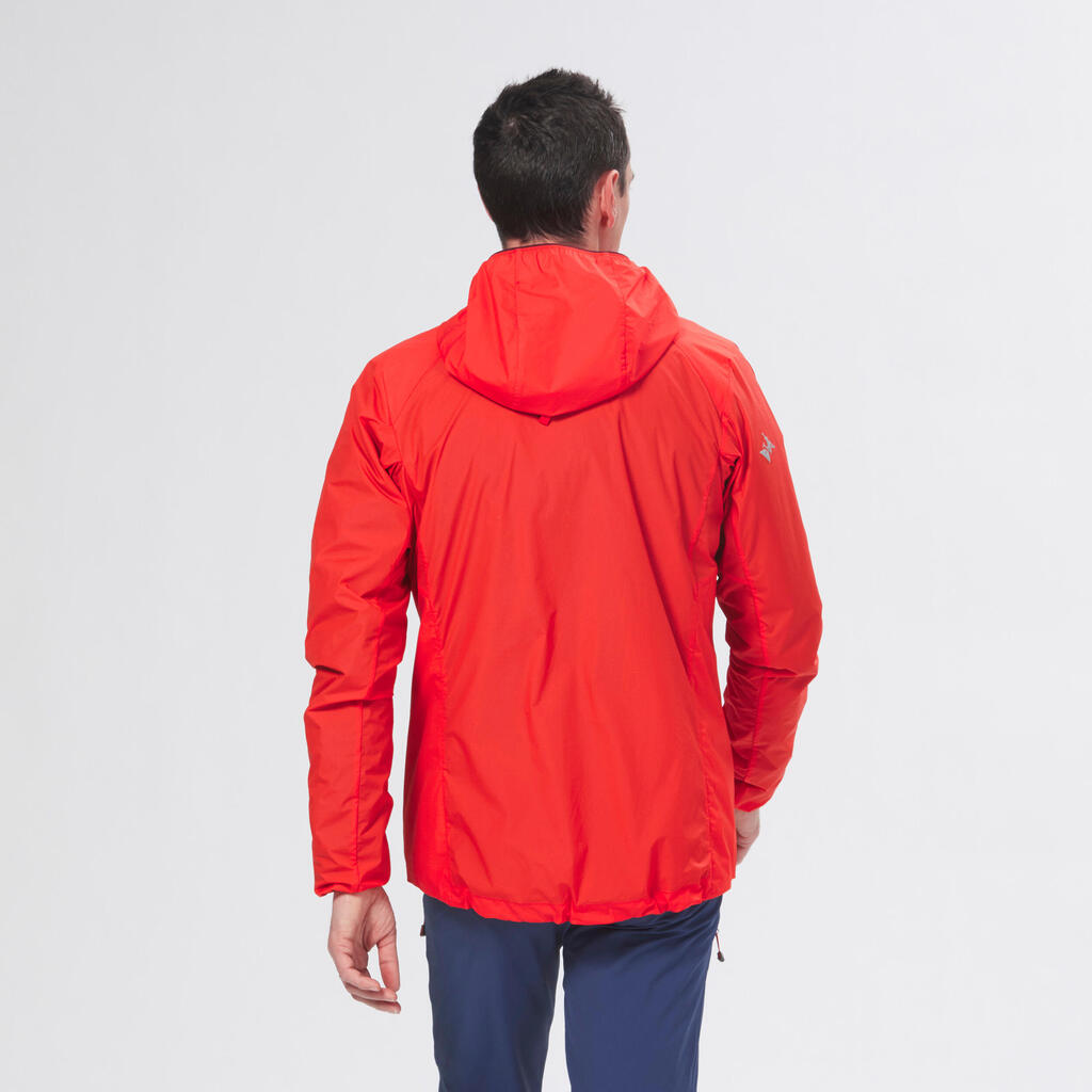 Vīriešu vēja necaurlaidīga alpīnisma jaka, oranži sarkana