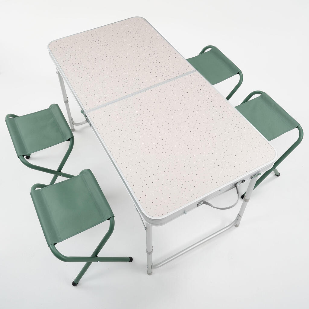 Skladací kempingový stôl a 4 sedačky pre 4-6 osôb