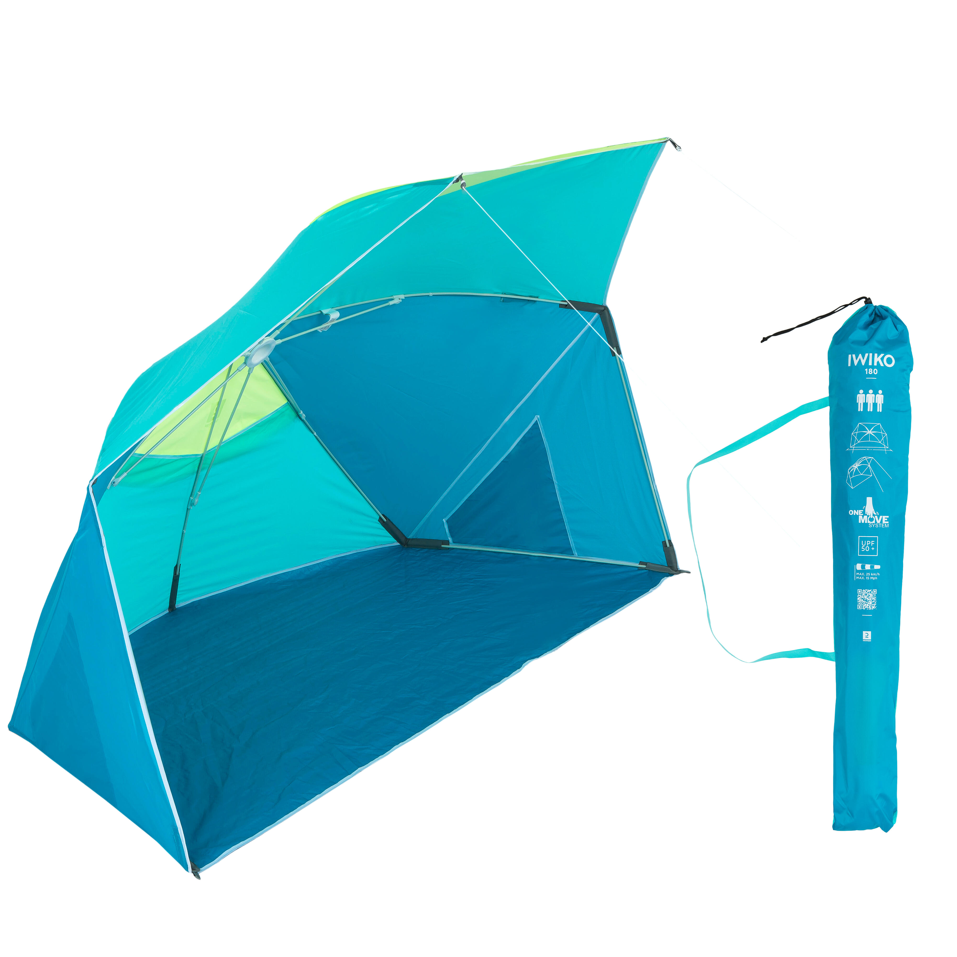 Strandmuschel UPF50 Ecodesign 3 Platze Iwiko 180 blau gelb