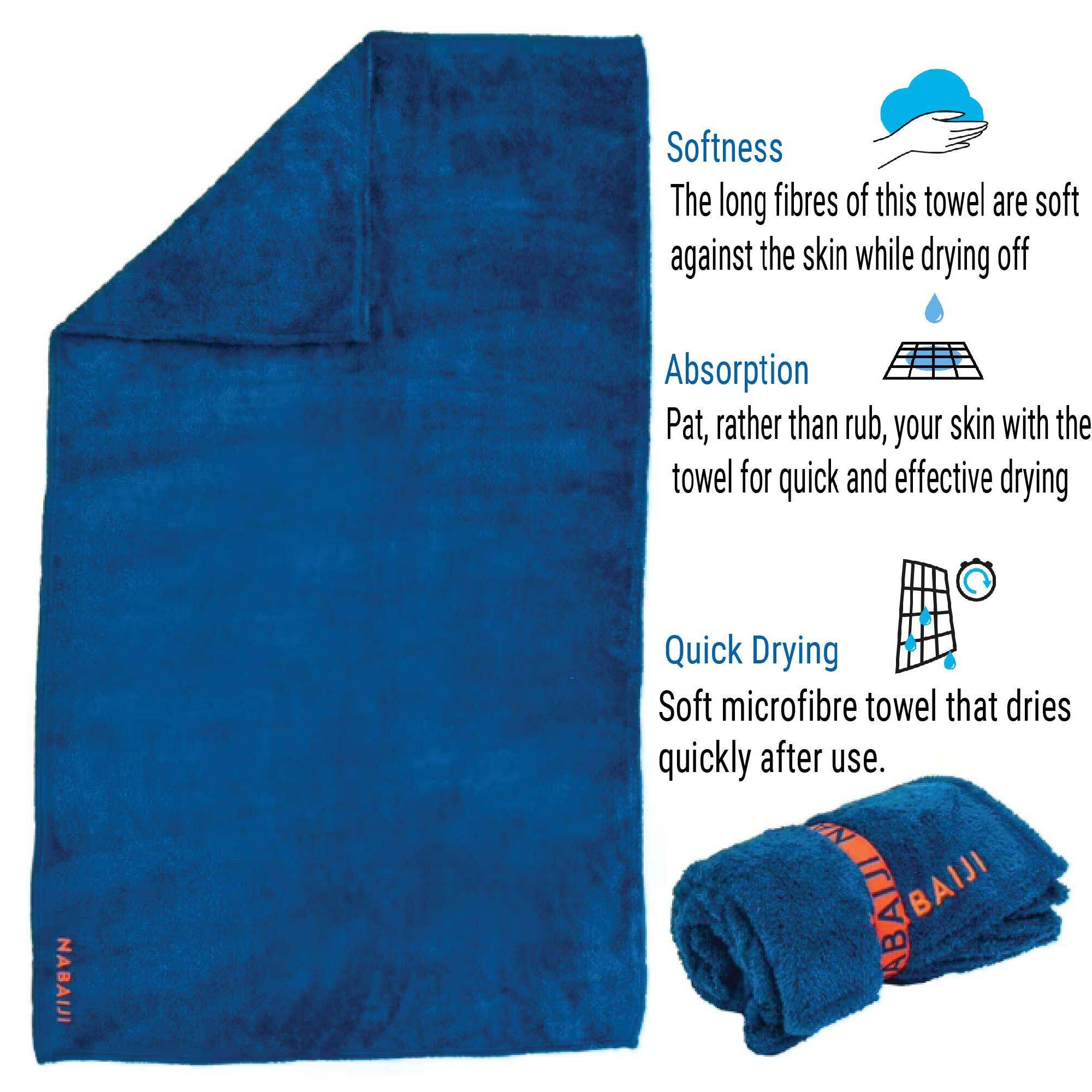 Ultra Soft Microfibre Towel Size L 80 X 130 cm Blue -  3