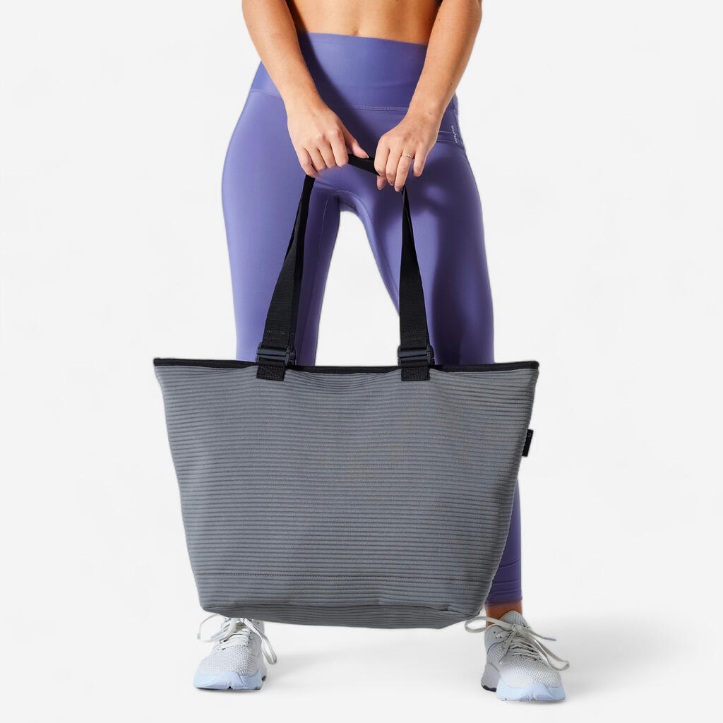 Abpusēja sporta rokassoma, 25 l, pelēka, vecbalta
