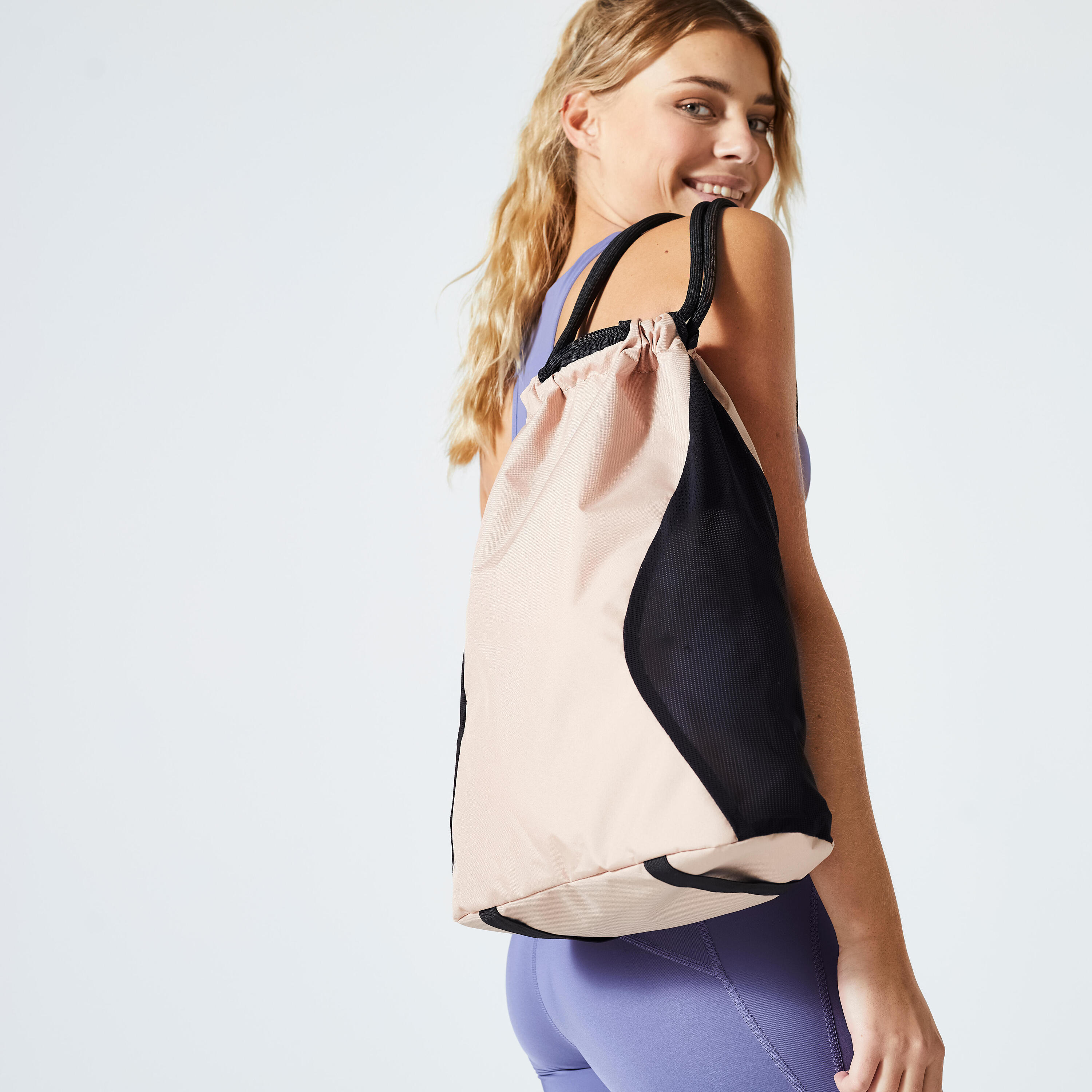 15 L Fitness Backpack - Beige and Black 3/4