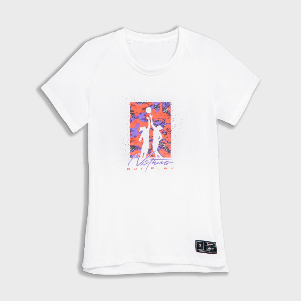 Sieviešu basketbola T-krekls/džersijs vidēja līmeņa spēlētājām “TS500”, balts