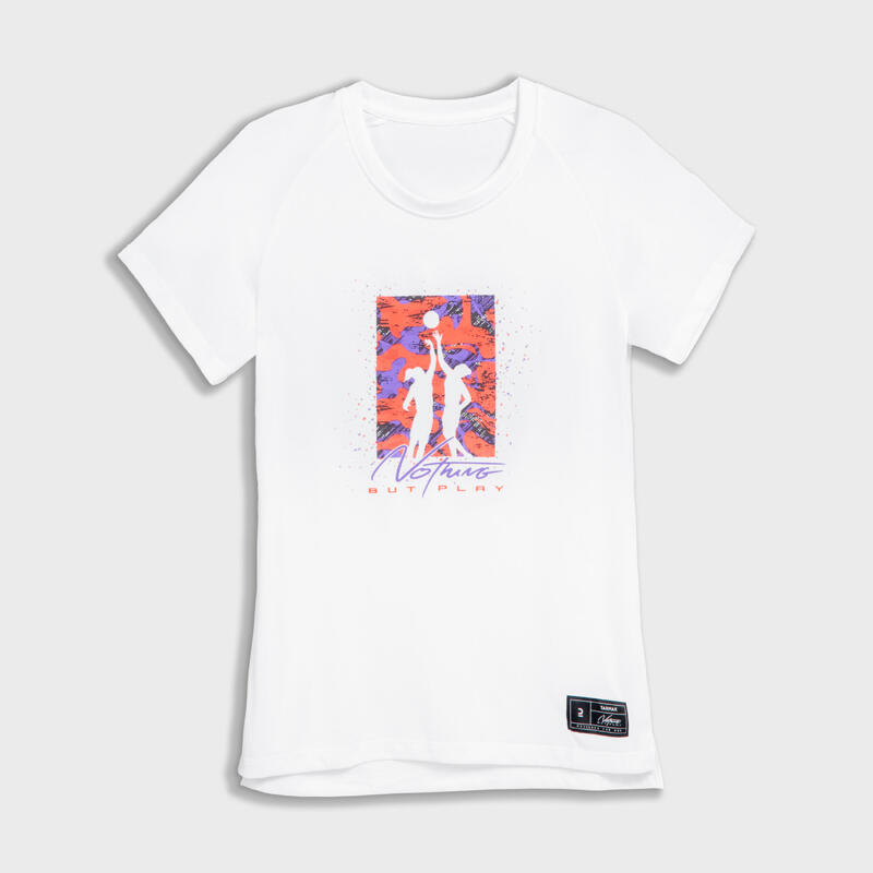 Basketbal T-shirt voor dames gevorderden TS500 wit