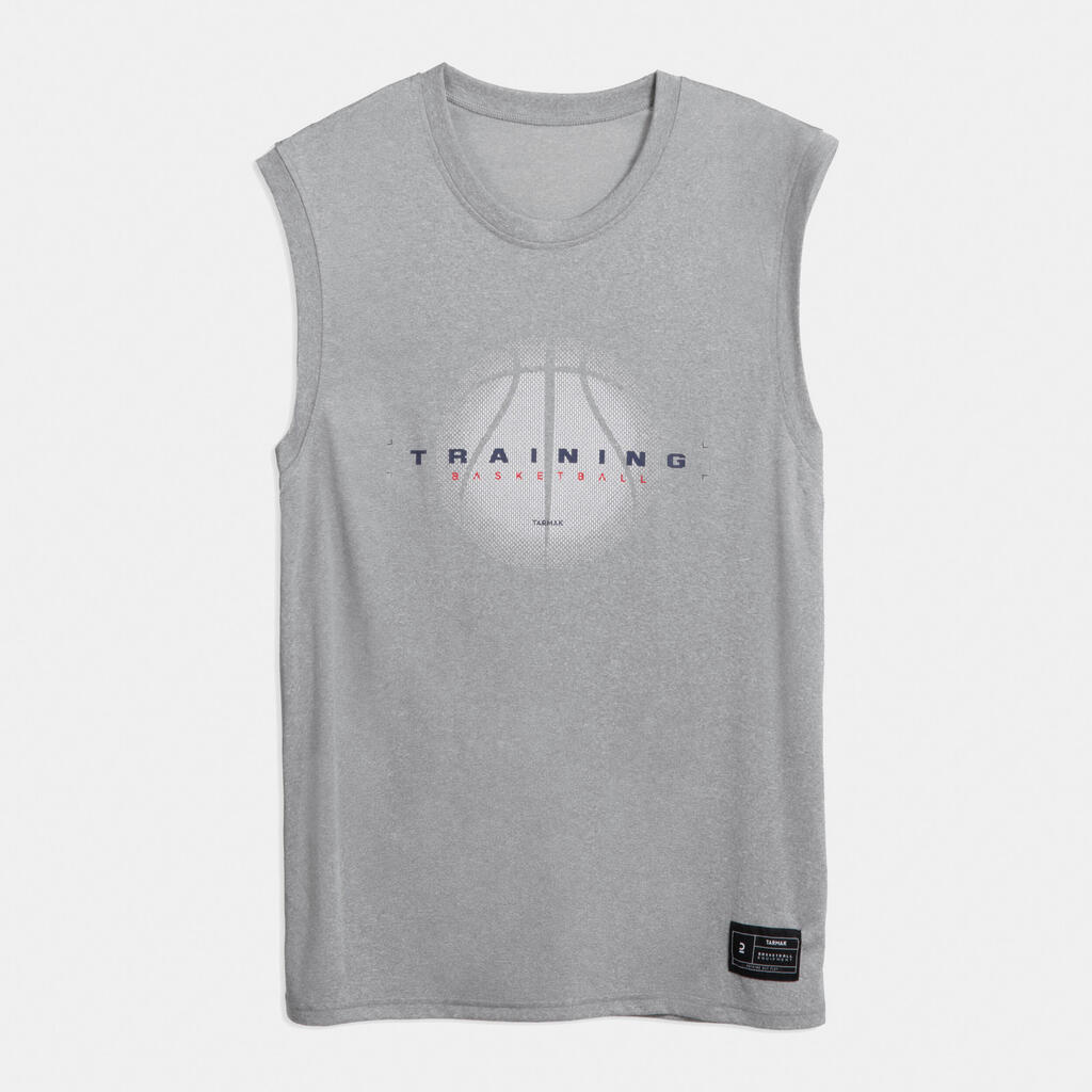Playera de básquetbol sin mangas gris unisex Fast 500