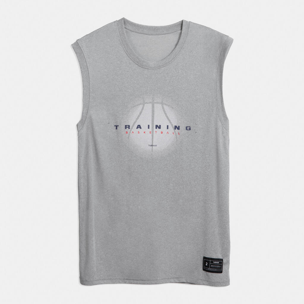 Vīriešu/sieviešu basketbola sporta krekls bez piedurknēm “TS500”, pelēks