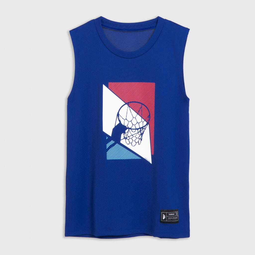 Kids' Sleeveless Basketball Jersey TS500 Fast - Black