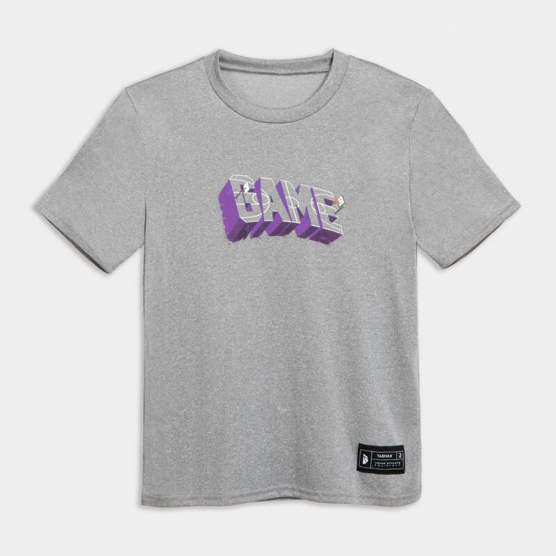 Kids' Basketball TShirt / Jersey TS500 Fast Light Grey TARMAK