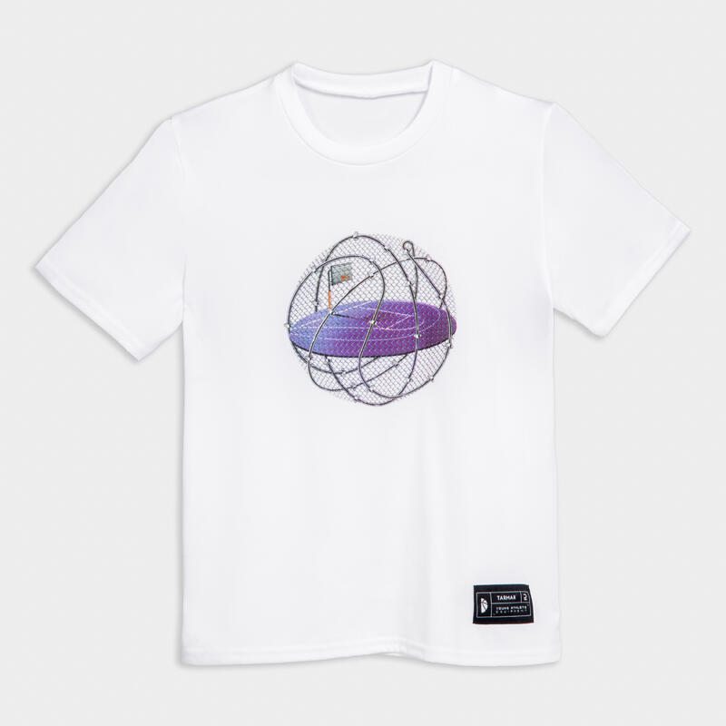 T-SHIRT DE BASQUETEBOL CRIANÇA TS500 FAST BRANCO