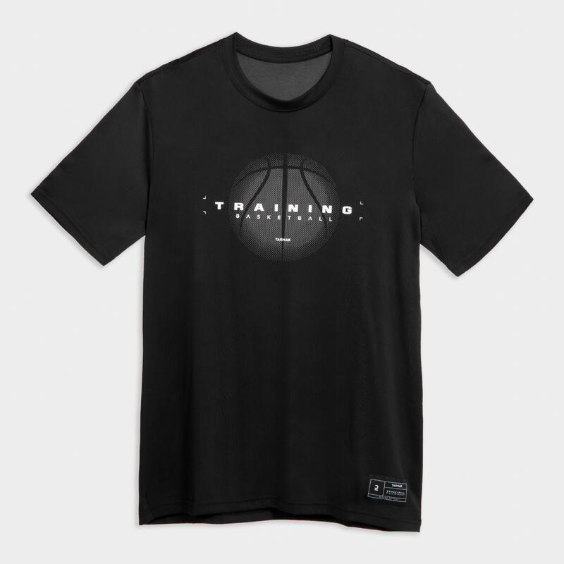 男女通用款籃球T恤／運動衫TS500 Fast－黑色